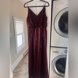 Adrianna Papell Deep Wine Sequin Blouson Dress